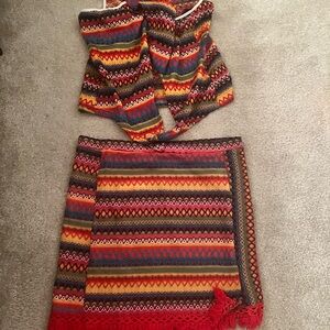 SHEIN Multicolor Striped Mini Skirt and top